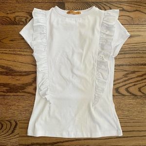 Ruffled white t shirt Ginger Mary Sample Sale